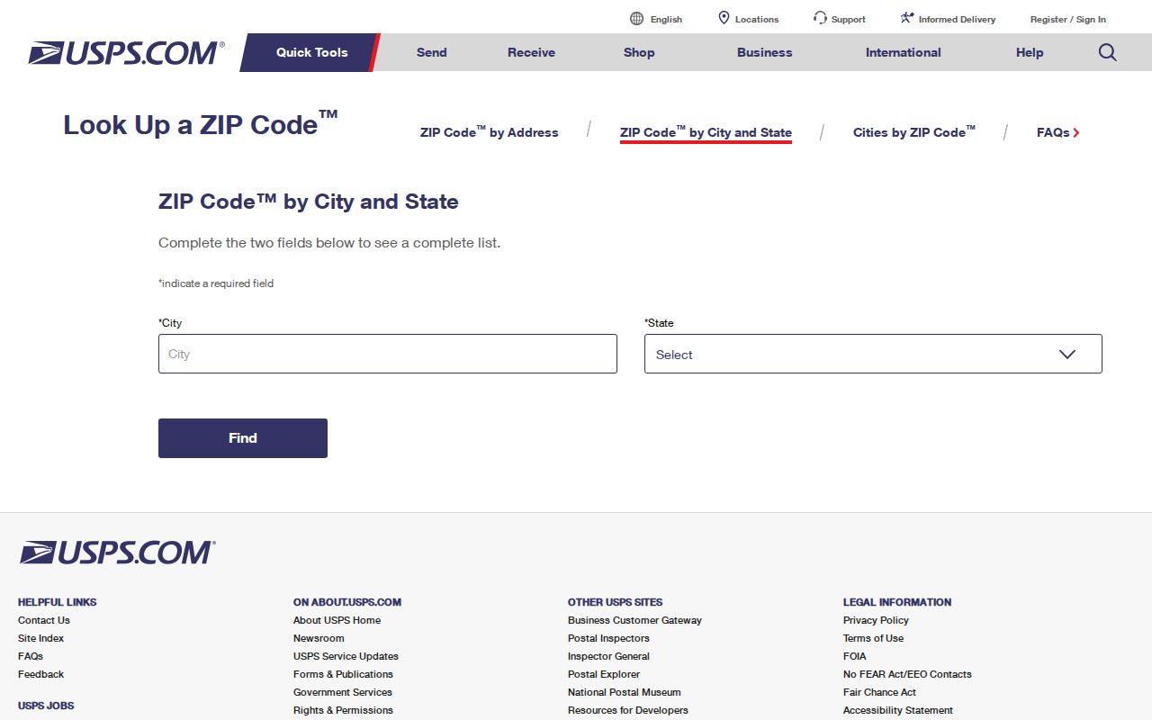 Henrico County ZIP code directory USPS ZIP lookup screen
